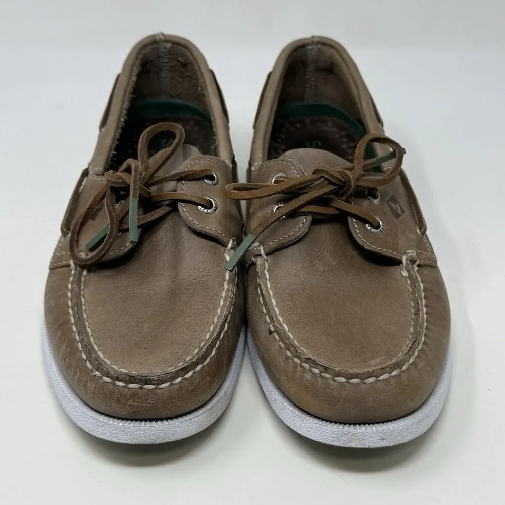Sperry Authentic Original Boat Shoes Mens 8.5 M Taupe Brown Leather 2 Eye Casual